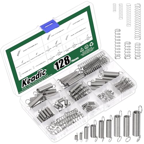 Keadic 128 Stück 16 Größen Edelstahl Druck- und Verlängerungsfedern sortiertes Set, 0.3/0.4/0.5/0.6/0.7/0.8/0.9/1/1.2mm Drahtdurchmesser kleine mechanische Federn für Heimreparaturen Keadic 128 Stück 16 Größen Edelstahl Druck- und Verlängerungsfedern sortiertes Set, 0.3/0.4/0.5/0.6/0.7/0.8/0.9/1/1.2mm Drahtdurchmesser kleine mechanische Federn für Heimreparaturen von Keadic