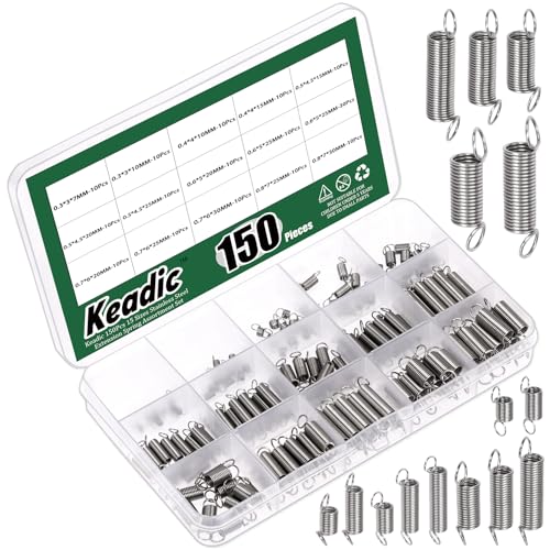 Keadic 150 Stück 15 Größen Edelstahl Verlängerungsfeder Sortiment Set, 0.3/0.4/0.5/0.6/0.7/0.8mm Drahtdurchmesser kleine mechanische Federn für Shop und Haus Reparaturen Keadic 150 Stück 15 Größen Edelstahl Verlängerungsfeder Sortiment Set, 0.3/0.4/0.5/0.6/0.7/0.8mm Drahtdurchmesser kleine mechanische Federn für Shop und Haus Reparaturen von Keadic