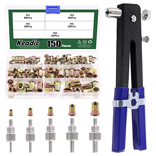 Keadic Nietmutternzangen Set inklusive 100 Stück Nietmuttern M3 M4 M5 M6 M8 professionelles Nietmuttern Set mit Doppelgriff Mutternpistole,Hand Riveter Rivet Gun Riveting Tools-blau Keadic Nietmutternzangen Set inklusive 100 Stück Nietmuttern M3 M4 M5 M6 M8 professionelles Nietmuttern Set mit Doppelgriff Mutternpistole,Hand Riveter Rivet Gun Riveting Tools-blau von Keadic
