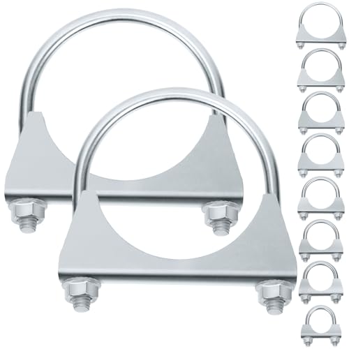 Keadic 2 Stück 2"/76mm verzinkte Auspuffschellen, universelle Auspuffschellen für Schalldämpfer, Sattelflanschschellen für 3" OD Rohre von Keadic