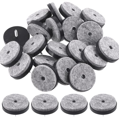Keadic 20Pcs Screw-on Möbel Filz Pads Bulk Set, 1-1/2"(38mm) Dia Runde Slider Glide Bodenschutz für Holzmöbel Stuhl Tische Bein Füße (schwarz) von Keadic