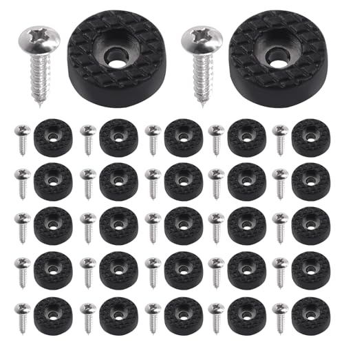 Keadic 24Pcs 18mm/0.7"" Schraubbare runde Gummifüße Möbelpad Bulk Set, Schwarzer Rutschfester Bodenschutz Möbelgleiter für Holzstuhl Tische Bein von Keadic