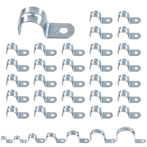 Keadic 30Pcs 3/4 Zoll Ein Loch Rohr Riemen Set Verzinkte Stahl EMT Rohr Riemen mit 1 Loch, starre Rohr Riemen Klemme Rohr Band Spann Clip U Halterungen Kit für EMT Rohr Befestigung von Keadic
