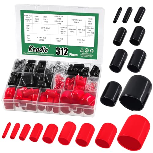Keadic 312 Stück 9 Verschiedene Größen Vinyl Gummi Endkappen Sortiment Kits, Flexible End Caps Rubber Bolt Covers Caps, schwarz und rot Flexible Schrauben Abdeckungen Kappen Keadic 312 Stück 9 Verschiedene Größen Vinyl Gummi Endkappen Sortiment Kits, Flexible End Caps Rubber Bolt Covers Caps, schwarz und rot Flexible Schrauben Abdeckungen Kappen von Keadic