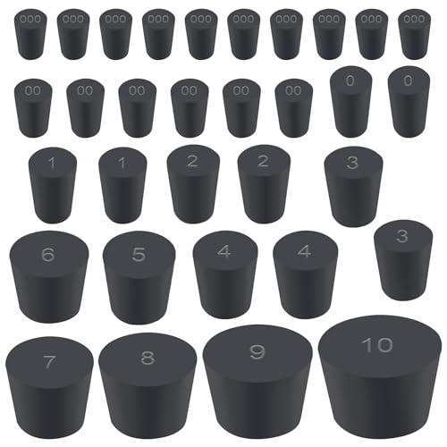Keadic 32pcs Schwarzer Solid Rubber Stopper Konische Lab Stecker, 13 Verschiedene Größen Gummi Stecker, konische Lab Gummi Stecker Schwarzer Lab Stecker konische Lab Dichtung Gummistopper für Dichtung von Keadic