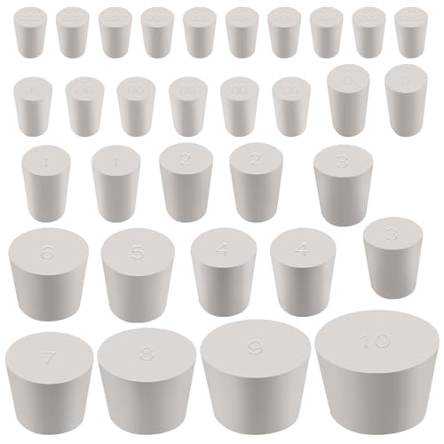 Keadic 32pcs Weißer Solid Rubber Stopper Konische Lab Stecker, 13 Verschiedene Größen Gummi Stecker, Konische Lab Gummi Stecker Schwarzer Lab Stecker Konische Lab Dichtung Gummistopper für Dichtung von Keadic