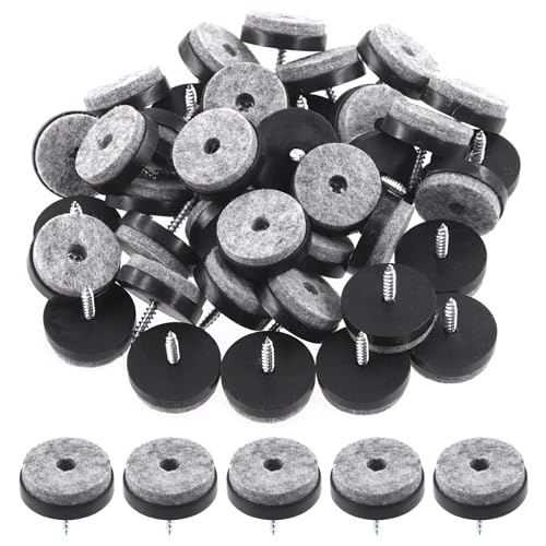 Keadic 40Pcs Screw-on Möbel Filz Pads Bulk Set, 1-1/8"(28mm) Dia Runde Slider Gleiten Bodenschutz für Holzmöbel Stuhl Tische Bein Füße (schwarz) von Keadic