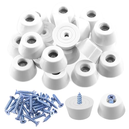 Keadic 42Pcs Anti-Rutsch-Gummifüße für Schneidebrett, 30 * 22 * 15MM Weiß Möbel Schieberegler Pad Bodenschutz mit integrierter Dichtung und Schrauben für Holzmöbel Stuhl Tische Sofa von Keadic