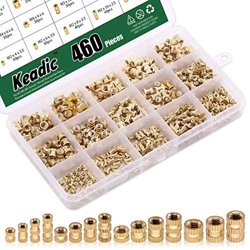 Keadic 460 Stück M2 M3 M4 M5 Innengewinde Rändelmutter Messing Gewindeeinsatz Einbettmuttern Sortiment Kit Perfekt für Befestigung Befestigung Spritzguss Keadic 460 Stück M2 M3 M4 M5 Innengewinde Rändelmutter Messing Gewindeeinsatz Einbettmuttern Sortiment Kit Perfekt für Befestigung Befestigung Spritzguss von Keadic