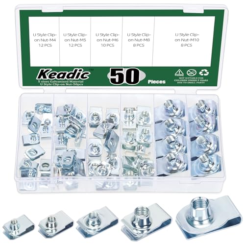 Keadic 50 Stück Auto Auto U-Clip, U-Mutter Kit Clip Mutter Set, U-förmige Mutter M4 M5 M6 M8, U-Mutter Clip Sortiment Auto Auto Geschwindigkeit Muttern Befestiger mit Store Box Keadic 50 Stück Auto Auto U-Clip, U-Mutter Kit Clip Mutter Set, U-förmige Mutter M4 M5 M6 M8, U-Mutter Clip Sortiment Auto Auto Geschwindigkeit Muttern Befestiger mit Store Box von Keadic