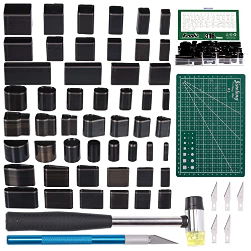 Keadic 52 Shape One Hole Punch Cutter Set with Plastic Storage Case, Hollow Leather Punching Tools for Handmade Leathercraft Polymer Clay Crafting Jewelry Making Keadic 52 Shape One Hole Punch Cutter Set with Plastic Storage Case, Hollow Leather Punching Tools for Handmade Leathercraft Polymer Clay Crafting Jewelry Making von Keadic