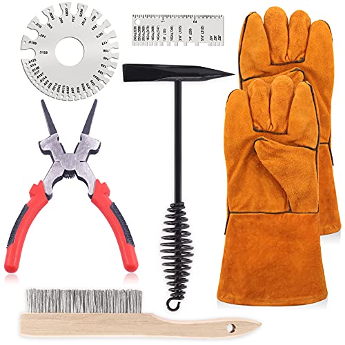 Keadic 6 pcs Welding Slag Removal Tool Include Multi-Functional Welding Pliers, 10'' Welding Chipping Hammer, Welding Gloves, Wire Brush and 2 Pcs Metal Welding Gage von Keadic