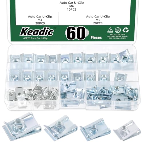 Keadic 60 Stück Auto Auto U-Clip, U-Mutter Kit Clip Mutter Set, U-förmige Mutter M4 M5 M6 M8, U-Mutter Clip Sortiment Auto Auto Geschwindigkeit Muttern Befestiger mit Store Box Keadic 60 Stück Auto Auto U-Clip, U-Mutter Kit Clip Mutter Set, U-förmige Mutter M4 M5 M6 M8, U-Mutter Clip Sortiment Auto Auto Geschwindigkeit Muttern Befestiger mit Store Box von Keadic