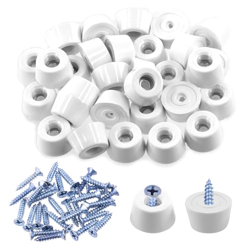 Keadic 62 Stück rutschfeste Gummifüße für Schneidebrett, 21 * 15 * 12MM Weißes Möbelgleitpad Bodenschutz mit integrierter Dichtung und Schrauben für Holzmöbel Stuhl Tische Sofa von Keadic