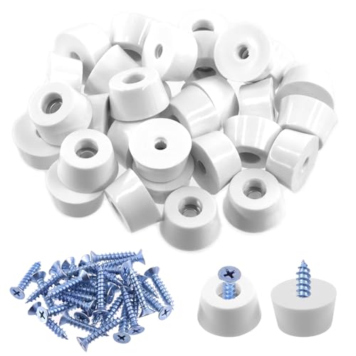 Keadic 62 Stück rutschfeste Gummifüße für Schneidebrett, 25 * 20 * 13MM Weißes Möbelgleitpad Bodenschutz mit integrierter Dichtung und Schrauben für Holzmöbel Stuhl Tische Sofa von Keadic