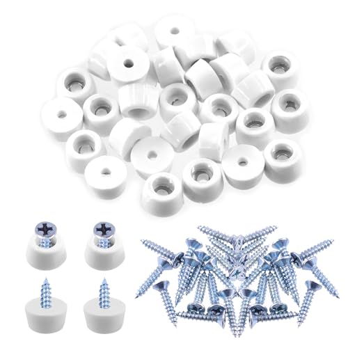 Keadic 62Pcs Anti-Rutsch-Gummifüße für Schneidebrett, 12 * 8 * 7MM Weiß Möbel Schieberegler Gleiten Pad Bodenschutz mit integrierter Dichtung und Schrauben für Holzmöbel Stuhl Tische Sofa von Keadic