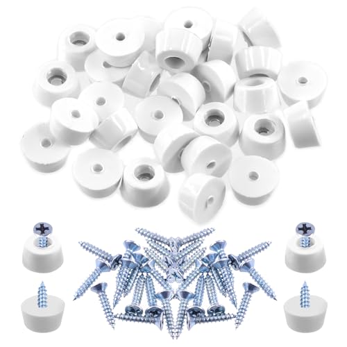 Keadic 62Pcs Anti-Rutsch-Gummifüße für Schneidebrett, 15x12x8MM Weiß Möbel Schieberegler Gleiten Pad Bodenschutz mit integrierter Dichtung und Schrauben für Holzmöbel Stuhl Tische Sofa von Keadic