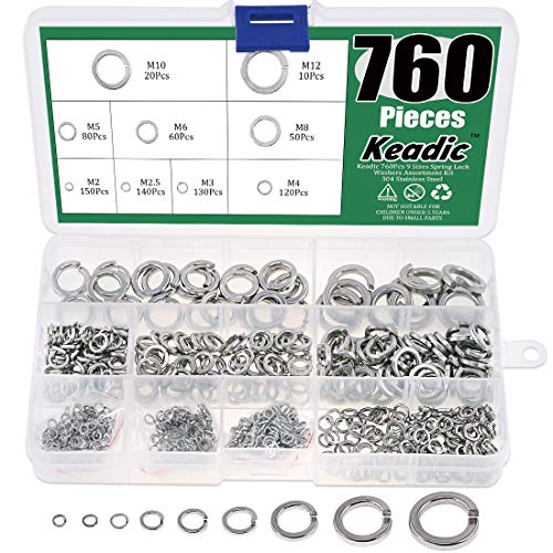 Keadic 760 Stück Federringe Edelstahl Set, Federringe Sortiment M2/M2.5/M3/M4/M5/M6/M8/M10/M12 Edelstahl, Unterlegscheiben Sperringe, Spiralförmige Federscheiben für Anziehen von Schrauben Keadic 760 Stück Federringe Edelstahl Set, Federringe Sortiment M2/M2.5/M3/M4/M5/M6/M8/M10/M12 Edelstahl, Unterlegscheiben Sperringe, Spiralförmige Federscheiben für Anziehen von Schrauben von Keadic