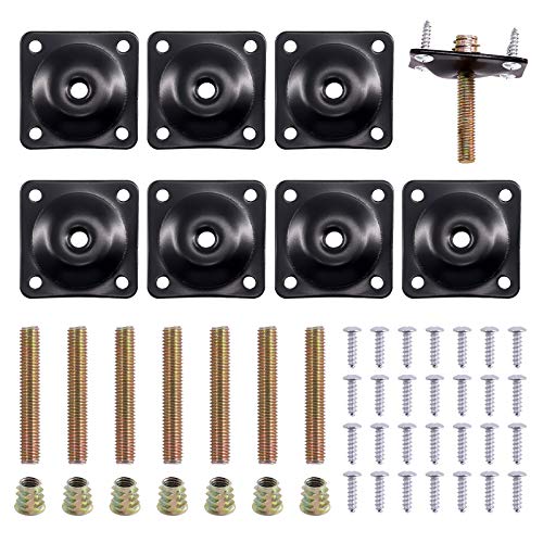 Keadic 8 Sets M8 Bein-Montageplatten, Möbelbeinbefestigungsplatten T-Platte Sofabeine mit Aufhängerschrauben für Möbel Sofas Couches Sitze (Schwarz) von Keadic