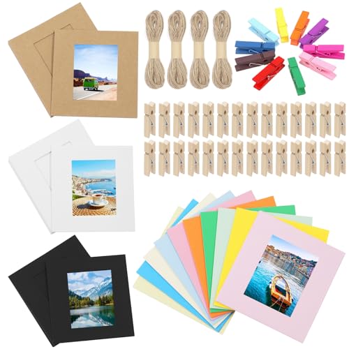 Keadic 84PCS 3 Inches Paper Picture Frames 4 Colors Cardboard Photo Frame with Wooden Clips and Strings Photo Display Banner for Home Office Wedding Party Decor Keadic 84PCS 3 Inches Paper Picture Frames 4 Colors Cardboard Photo Frame with Wooden Clips and Strings Photo Display Banner for Home Office Wedding Party Decor von Keadic