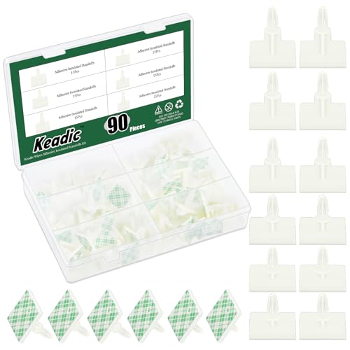 Keadic 90Pcs Nylon PCB Abstandshalter Sortiment Set, 20.5.4/20.6.3/20.8.8.8/20.12.8/20.16.2mm selbstklebende isolierte Standoffs, Snap-in Pfosten feste Clips für PC-Board, Computer-Motherboard von Keadic
