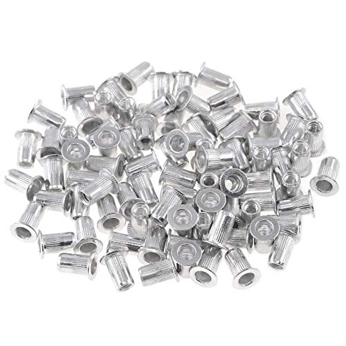 Keadic Aluminium metrische Nietmuttern Flachkopf Gewindeeinsatz Muttern Sortiment Kit – M3 M4 M5 M6 M8 M10 (metrisch) M5 - 100 Pack von Keadic