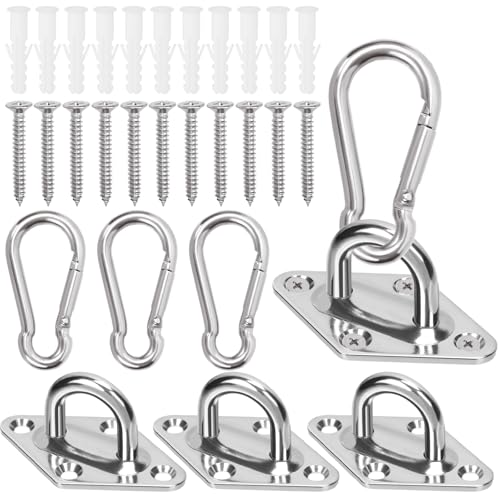 Keadic Eyes Plate Marine Hardware Hooks and Snap Hook with Screws, Heavy Duty Staple Hook Loop for Ceiling & Wall Mount Hanging (M8，Rhombus) von Keadic
