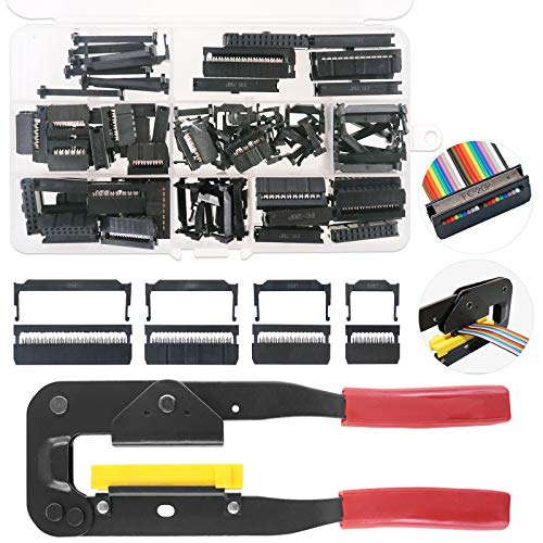 Keadic 49 Stück FC-10 16 20 26-polige Buchsenleiste IDC-Kabelverbinder 2,54 mm Pitch mit IDC-Crimpwerkzeug, für Flachbandkabel und IDC-Anschlüsse von Keadic