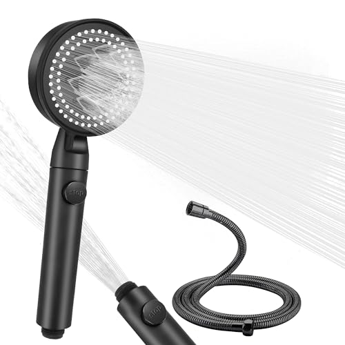 Duschkopf mit 1.5M Schlauch, Handbrause mit 5 Strahlarten, Wassersparend Duschkopf Regendusche, Duschbrause Schwarz, Shower Head, Hochdruck Duschkopf mit 1.5M Schlauch, Handbrause mit 5 Strahlarten, Wassersparend Duschkopf Regendusche, Duschbrause Schwarz, Shower Head, Hochdruck von Keamung