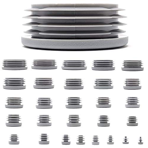 100 Stück Endkappen Kunststoff Rippeneinsätze für Rundrohre Made in Germany (grau, passend für Rohre mit 40mm Außendurchmesser mit 1,5mm bis 2mm Wandstärke siehe zweites Bild von Keay Vital Parts