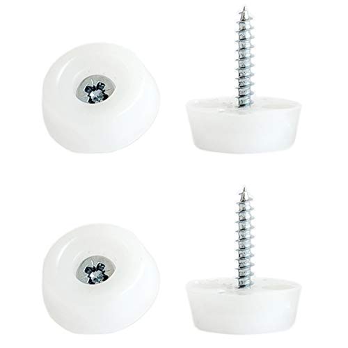 Kunststoff-Schutzpads 25 mm oder 21 mm Durchmesser mit Schraube für Möbel, Tisch, Stühle, Gewerbe (Restaurant, Cafe, etc.) und zu Hause (24 Stück) Made in Germany - 21mm diameter - weiß von Keay Vital Parts