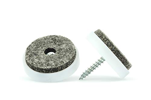 Möbelpads. Filzgleiter zum Schrauben, Laminatböden und Holzböden, Verfügbare Größen 20mm, 24mm, 28mm & 40mm. Made in Germany (Weiß, 28mm Durchmesser, 4 Stücke) von Keay Vital Parts