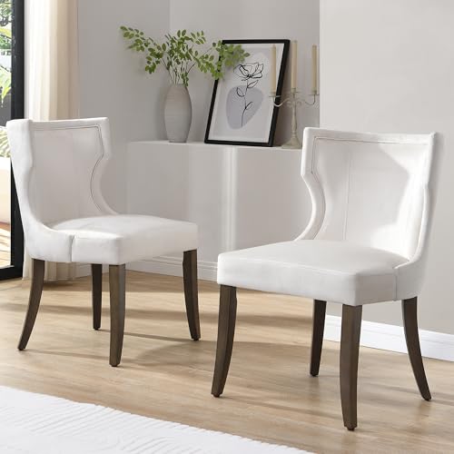 Esszimmerstuhl aus Samt, mit Beinen aus Massivholz, Dickes Kissen, verstellbare Beine, Schlafzimmerstuhl, Küchenstuhl, Wohnzimmer-Loungesessel (Beige 2er-Set) von Kebnor