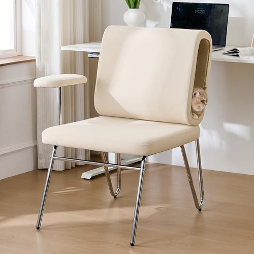 Kebnor Bürostuhl mit integriertem Katzenbett - Haustierfreundlicher Stuhl, kratzfestes Material,austauschbare Armlehnen, menschenfreundliches Design, Katzenbett in der Rückenlehne, Sessel (Beige) von Kebnor