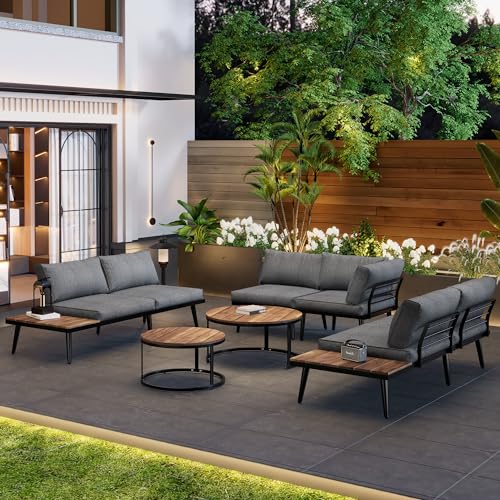 Kebnor Gartenmöbel-Set, Gartenlounge-Set für 5-6 Personen Essgruppe 6-TLG, (2x2er-Sofa, 2xEinzelsessel, 2xTisch) (Grau(Type2)) von Kebnor