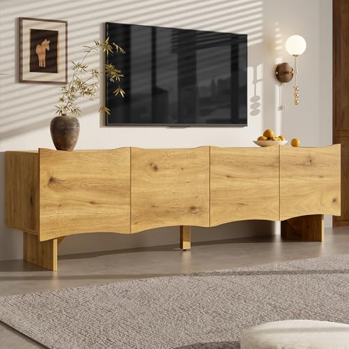 Kebnor Moderner TV-Schrank mit Wellenmuster – 155 cm Medienkonsole mit Stauraum, Vier Türen und Kabeldurchführungen in Holzoptik, stilvolles Design für Wohnzimmer Kebnor Moderner TV-Schrank mit Wellenmuster – 155 cm Medienkonsole mit Stauraum, Vier Türen und Kabeldurchführungen in Holzoptik, stilvolles Design für Wohnzimmer von Kebnor
