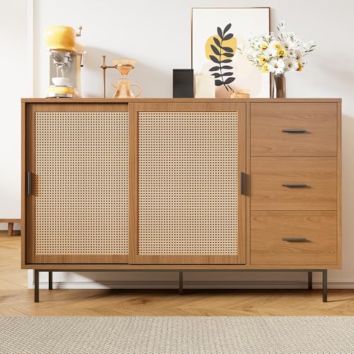 Kebnor Sideboard mit 2 Schiebetüren und 3 Schubladen mit verstellbaren Einlegeböden, Sideboard im Landhausstil, geeignet für Wohn- und Esszimmer. Maße: Breite 140/H91/T37 cm Kebnor Sideboard mit 2 Schiebetüren und 3 Schubladen mit verstellbaren Einlegeböden, Sideboard im Landhausstil, geeignet für Wohn- und Esszimmer. Maße: Breite 140/H91/T37 cm von Kebnor