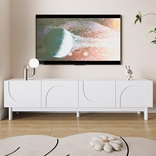 Lowboard, TV-Schrank mit gewölbten, wellenförmigen Türen, Regalen und TV-Ständer mit stabilisierenden Beinen Lowboard, TV-Schrank mit gewölbten, wellenförmigen Türen, Regalen und TV-Ständer mit stabilisierenden Beinen von Kebnor