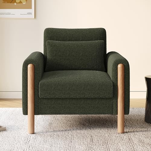 Moderne Armlehnenstuhl mit Dickem Kissen, Bequemer Einzel-Sessel mit Weicher Polsterung, Relaxsessel für Wohnzimmer, Büro oder Schlafzimmer, Komfortabler Sessel (Green) von Kebnor