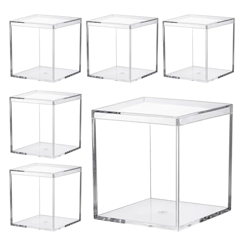 Keboyoe 6 Stück 7.5x7.5x7.5cm Kleine Acryl Box Transparent mit Deckel Kleine Quadratische Acrylbox Aufbewahrungsbox Durchsichtige Boxen Klein für Schmuck, Aufbewahrung,Vitrine,Süßigkeiten Verpackung von Keboyoe