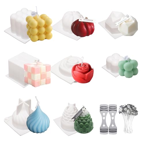 Keboyoe 8x Kerzenform Silikon Set, Kerzenform Bubble Kerzen Kit Kerzen Selber Machen Set Silikonformen DIY Kerzenformen zum Gießen Silikon Set mit 50 Kerzendochte 2 Dochthalter für DIY Duftkerze Seife Keboyoe 8x Kerzenform Silikon Set, Kerzenform Bubble Kerzen Kit Kerzen Selber Machen Set Silikonformen DIY Kerzenformen zum Gießen Silikon Set mit 50 Kerzendochte 2 Dochthalter für DIY Duftkerze Seife von Keboyoe