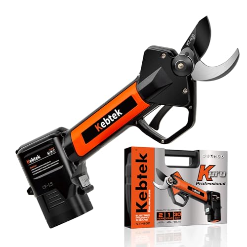 Kebtek Professionelle Elektrische Gartenschere, 16.8V Akku Schere für Garten Astschere mit 2 * 2500mAh-Akku 30mm Schnittdurchmesser von Kebtek