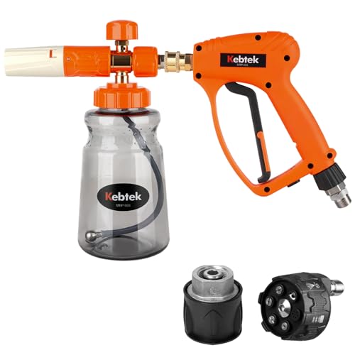 Kebtek Hochdruckreiniger Pistole 5200PSI mit Schaumkanone 1L, 6-in-1 Verstellbarer Düse, Adapter Kompatibel mit Kärcher K2-K7 Serie (MRP-003-A) von Kebtek