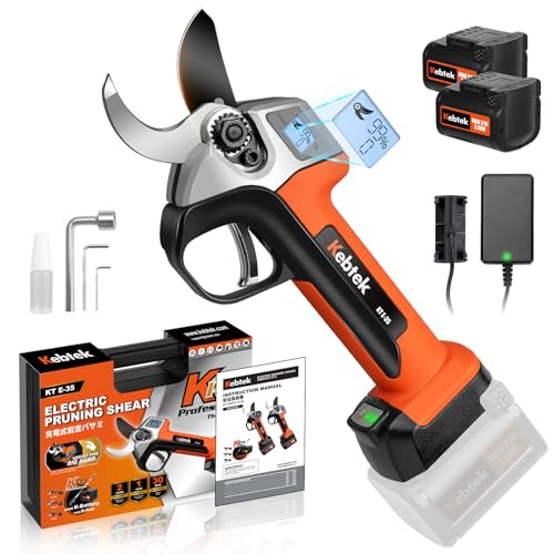 Kebtek Professionelle Elektrische Gartenschere, 35MM Elektrische Astschere 18 V 2 Stück 2Ah Lithium-Akku von Kebtek