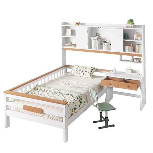 KecDuey Kinderbett 90x200cm,Jungenbett mit Stauraumschrank, Holzbett mit Tisch und Schubladen, Schutzplatte und Lattenroste, L-Struktur, Kiefer+MDF+Mehrschichtplatte,Kinderbettrahmen für Schlafzimmer KecDuey Kinderbett 90x200cm,Jungenbett mit Stauraumschrank, Holzbett mit Tisch und Schubladen, Schutzplatte und Lattenroste, L-Struktur, Kiefer+MDF+Mehrschichtplatte,Kinderbettrahmen für Schlafzimmer von KecDuey