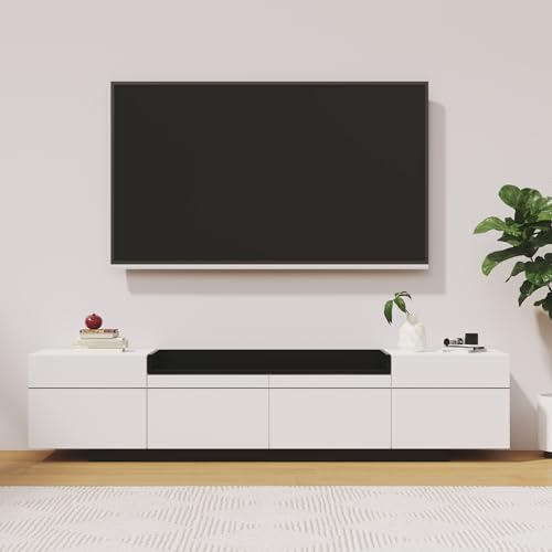 KecDuey TV Schrank 170cm,Low Board mit DREI Türen und einzigartigem Stauraum in schwarzem Hochglanz,TV-Kommode mit zeitlosem Colorblock-Design von KecDuey