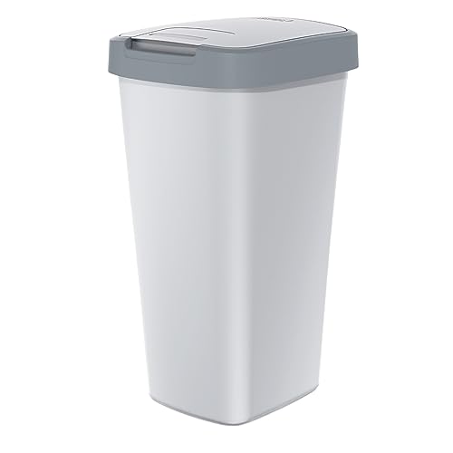 Keden Compacta Q Mülleimer mit Schwing- und Klappdeckel 25L Kunststoff Mülltrennung Abfallbehälter Recycling Abfallsammler (Aschgrau/Grau) von Keden
