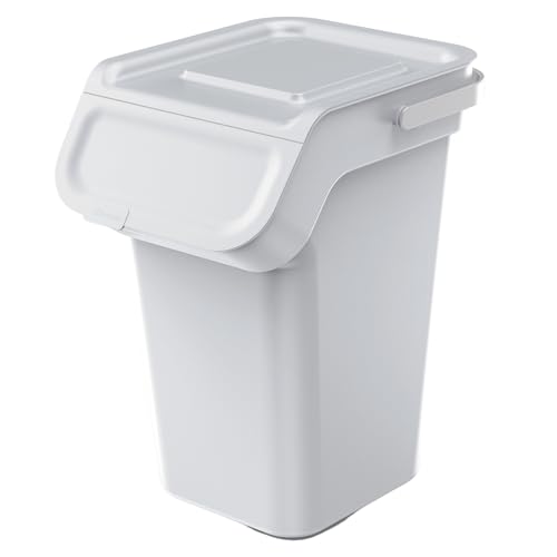 Keden Kaddi Q Abfalleimer 25L mit Aktivkohlefilter, Mülltrennungsbehälter mit Deckel Recycling Recyclingbehälter Abfallsortierkorb Behälter aus Kunststoff (Aschgrau) von Keden