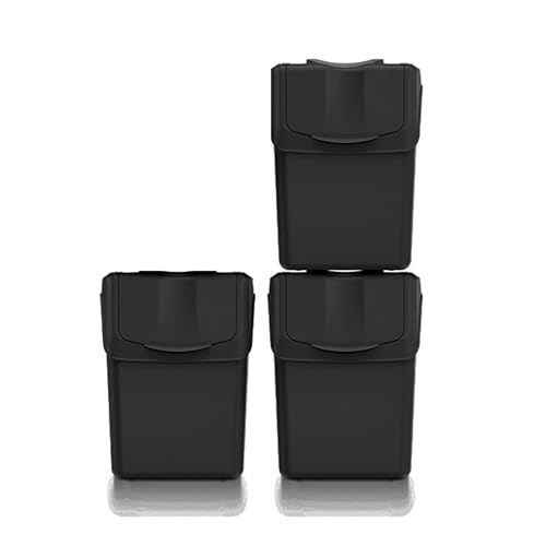 Set von 3 Mülltonnen KEDEN SORTIBOX aus 100% recyceltem Kunststoff, schwarz, 60L von Keden