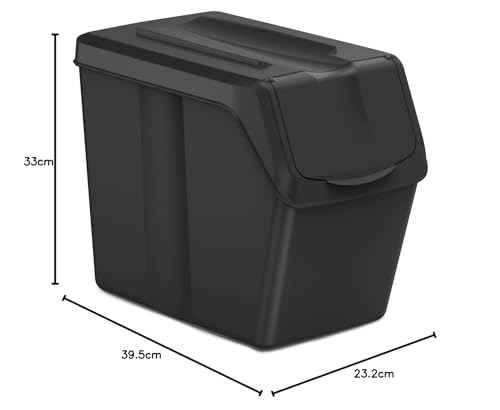 Keden Sortibox Mülltrennsystem 4x20L Set Mülltrennungsbehälter Recycling Recyclingbehälter Abfallsortierkorb Behälter Abfalleimer aus Kunststoff (Schwarz) von Keden
